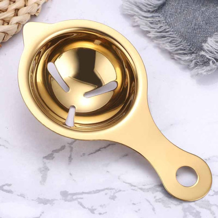 Cyrax Separator de oua, separa albusul de galbenus, inox, usor de folosit, 14x7.5 cm, auriu