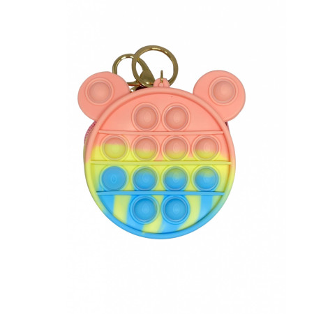 Jucarie Antistres din silicon Cyrax, Pop It Now And Flip It, Portofel, 6 cm, Macarons