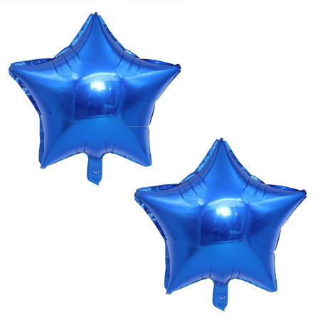 Balon din Folie Metalizata, Cyrax, Figurina Stea, Model Simplu, Tematica Aniversare, 40 cm, Ambalaj Individual, Pai Inclus, Umflare cu Aer sau Heliu, Albastru