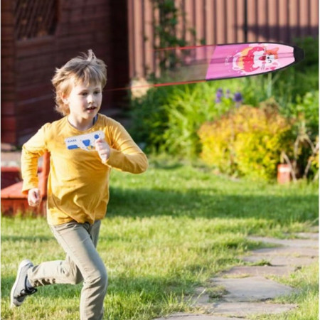 Set 2 Piese Jucarie Interactiva, Cyrax, Pistol de Catapultare + Zmeu, din Plastic si Panza, +8 Ani, Impermeabil, Model Pisicuta cu Gogoasa, Multicolor