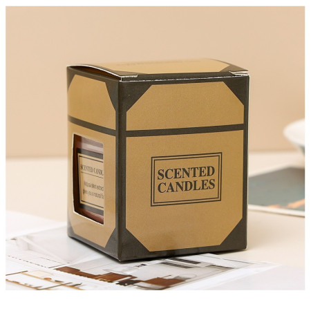 Lumanare Parfumata,  Model Pahar Transparent, cu Ulei Esential, 4.8 x 5.4 x 5.5 cm, Aroma de Frezie, Albastru