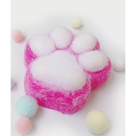 Jucarie Interactiva Squishy, Cyrax, Model Cat Paw, Squeeze Pinch Family, Revenire Lenta, din TPR, +3 Ani, 7.5 cm, Textura Puf, Roz