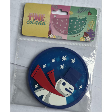 Suport pentru Pahar, Cyrax, Model Om de Zapada, din PVC, 10 cm, Rezistent la Caldura, Albastru