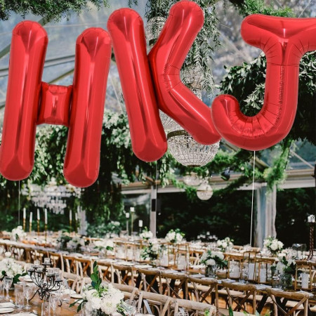 Balon Folie Metalizata Litera H, Cyrax, 40 cm, Umflati cu Heliu sau Aer, Ambalaj Individual, Pai inclus, Rosu