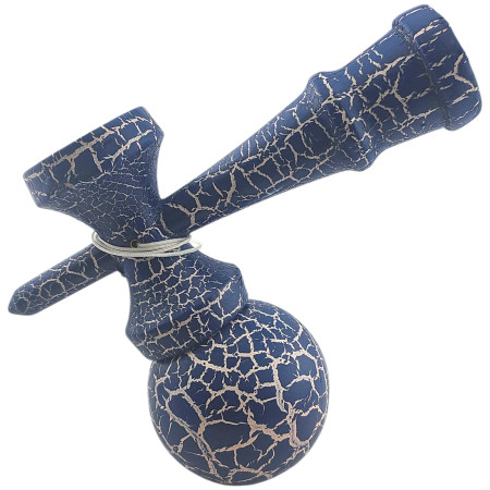 Kendama X Originala, Profesionala, Cyrax, Kendama Cracked, din Lemn – 18 cm, Albastru/alb