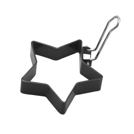 Set 4 forme pentru ou Cyrax, din otel, strat antiaderent, diametru 7.5 cm, cu maner din ABS, negru