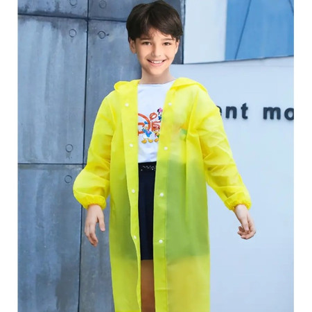 Pelerina de Ploaie,  pentru Copii 100-145 cm, din EVA, Impermeabila, Inchidere cu Capse, Galben