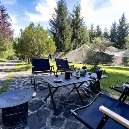 Scaun camping, Aluminiu, Pliabila,  52 x 53 x 80 cm, Negru