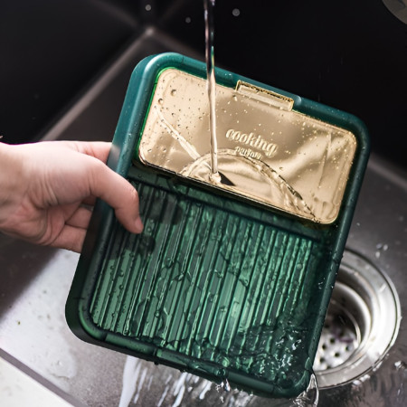 Suport Pliabil, Cyrax, pentru Capace, Linguri, Multifunctional, Plasare pe Blatul de Bucatarie, 18.9x16.2x2.6 cm, Verde