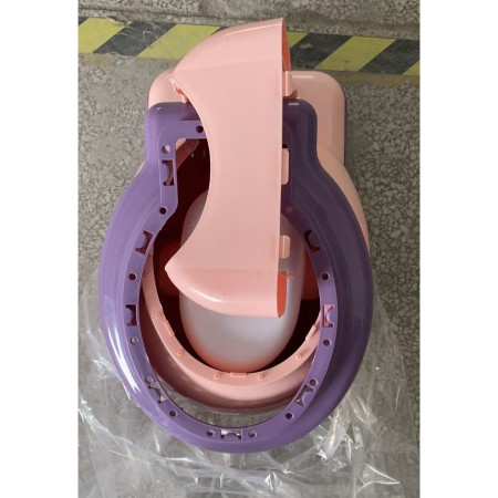 Olita Bebelusi, Cyrax, pentru Copii 1 - 8 Ani, Model Toaleta Adulti, Colac Moale PVC, Compartiment Detasabil, Cutie Depozitare Hartie, 34 x 32 x 19 cm, Roz/Mov