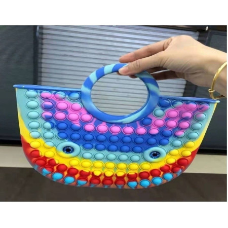 Jucarie Antistres din silicon Cyrax, Pop It Now And Flip It, Geanta mare, 28 cm, Multicolor, Model 2