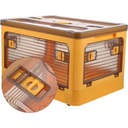 Cutie de depozitare pliabila,  Cu capac, 85 L, Plastic, 60x42x34 cm, Portocaliu