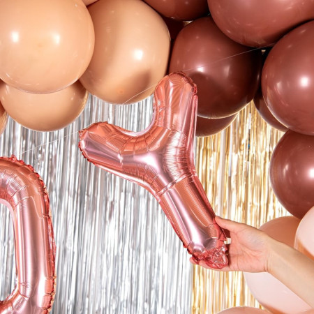 Balon Folie Metalizata Litera Y, Cyrax, 40 cm, Umflati cu Heliu sau Aer, Ambalaj Individual, Pai inclus, Rose Gold