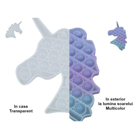 Cyrax Jucarie antistres din silicon, Pop it Now and Flip It, Unicorn, Transparent