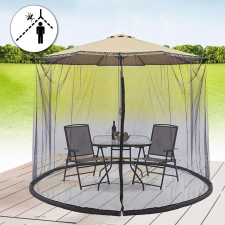 Plasa anti-tantari si insecte  pentru umbrela de soare, inaltime 2.3, diametru 3 m, negru