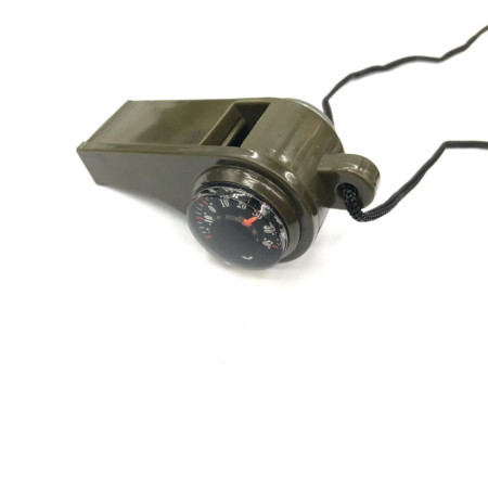 Fluier 3in1, Flippy cu Busola si Termometru, pentru Drumetii, Negru