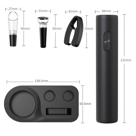 Set Tirbuson Electric din 5 piese, Cyrax, Deschizator Electric, cu Baterii, Multifunctional, 23x14cm, Negru