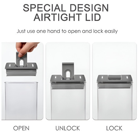 Set Cutii de Depozitare a Alimentelor, Cyrax, 7 Recipiente, 10 Etichete Reutilizabile, 4 Linguri, pentru Bucatarie, Spatula, Etansare, Fara BPA, Transparente, Capac Negru