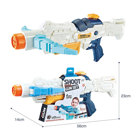 Pistol cu Apa, Cyrax, +6 Ani, Rezervor 700 ml, 4 Moduri de Stropire, din Plastic, 56 x 37 x 23 cm, Alb