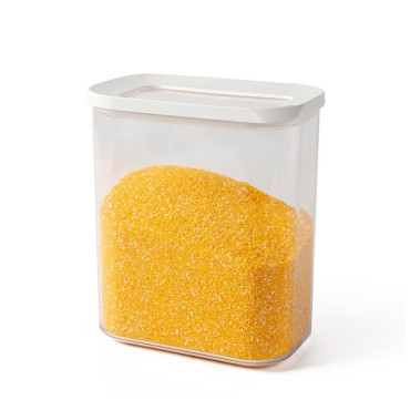 Cutie de Depozitare Alimente, Cyrax, 1.5L, Capac Alb, din ABS+Silicon, 14.5 x 9 x 16.7 cm, Transparent