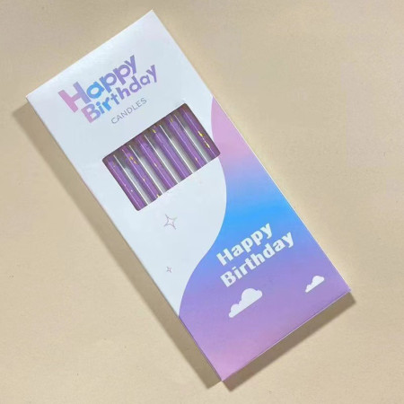 Set 6 Lumanari Lungi, Cyrax, din Parafina, 10 x 0.5 cm, Happy Birthday, Mov