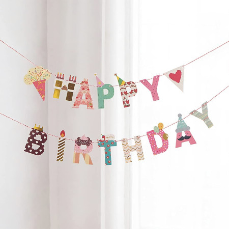 Banner Happy Birthday 100x200 cm, Cyrax, Rola de Ata Inclusa, Tematica Candy, Multicolor