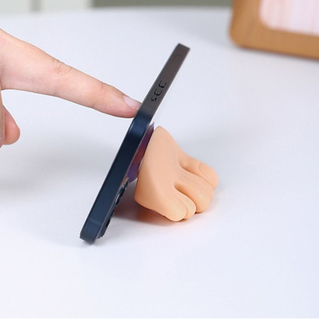 Suport de Baie,  Multifunctional, pentru Periute/Cabluri, din PVC, cu Ventuza, Model Picior, 4 x 6.5 cm, Crem