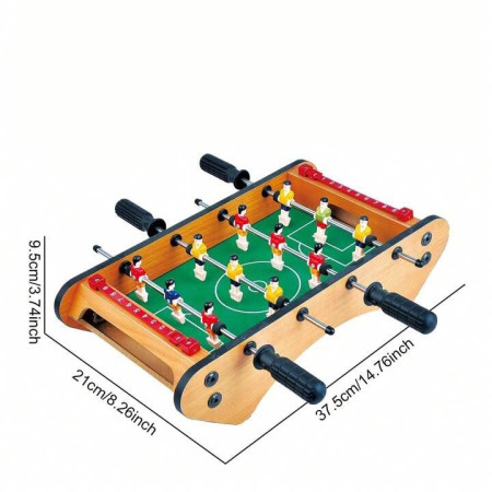 Masa de fotbal cu teren si 12 jucatori Cyrax, 4 manere, cu Tablou pentru Scor, din Metal, Lemn si ABS, 37.5 x 21 x 9.5 cm, Margini Rotunjite, pentru copii/adulti