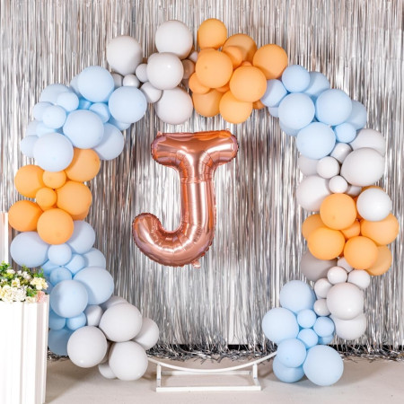 Balon Folie Metalizata Litera J, Cyrax, 80 cm, Umflati cu Heliu sau Aer, Ambalaj Individual, Pai inclus, Rose Gold