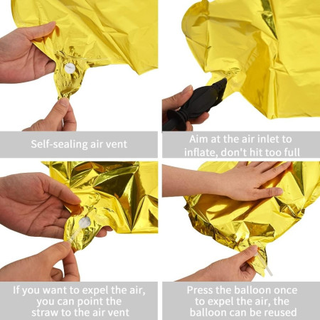 Balon Folie Metalizata Litera K, Cyrax, 40 cm, Umflati cu Heliu sau Aer, Ambalaj Individual, Pai inclus, Auriu