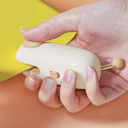 Aparat de Sigilat Ambalaje, Cyrax, Incarcare USB Tip C, 400 mAh, 10.2 x 3.7 x 4.3 cm, Model Ursulet, Maro