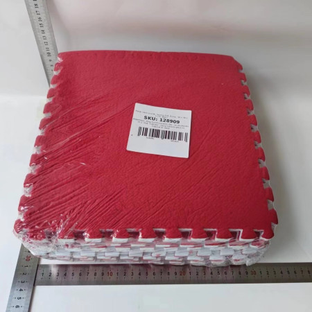 Set 10 Piese Covor tip Puzzle, Cyrax, Spuma EVA, Pufos, 30 x 30 x 1 cm, Rosu