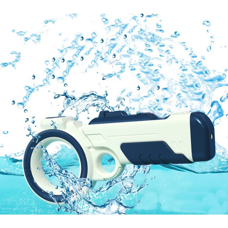 Pistol cu apa pentru copii Cyrax, rezervor tip ghiozdan, 1500 ml, reglabil, material ABS/silicon, distanta improscare 8 metri, tragaci cu presiune, 12.5 x 28 cm, albastru