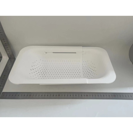 Cos de Scurgere pentru Chiuveta de Bucatarie, Cyrax, Plastic, Telescopic, 36x20x5 cm, Alb