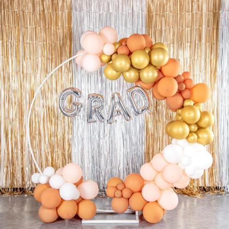 Balon Folie Metalizata Litera G, Cyrax, 80 cm, Umflati cu Heliu sau Aer, Ambalaj Individual, Pai inclus, Argintiu