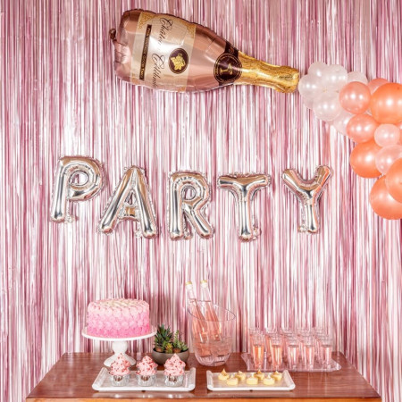 Balon Folie Metalizata Litera P, Cyrax, 40 cm, Umflati cu Heliu sau Aer, Ambalaj Individual, Pai inclus, Argintiu