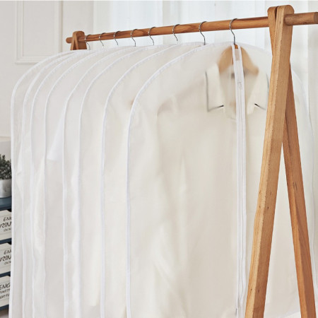 Set 5 Huse de Depozitare cu Fermoar,  pentru Haine, de Protectie, pentru Voiaj, Netesut, Rezistent la Praf, 60x120 cm, Transparent-Alb