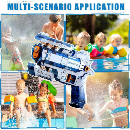 Pistol Manual cu Apa, Cyrax, Jucarie Pistol cu Apa Sigur Pentru Copii, Design Nou S-Shooter Atractiv, 23 x 14.5 cm, Albastru Transparent