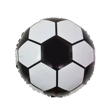Balon din Folie Metalizata, Cyrax, Figurina Cerc, Model Minge de Fotbal, Tematica Sport, 45 cm, Ambalaj Individual, Pai Inclus, Umflare cu Aer sau Heliu, Alb-Negru