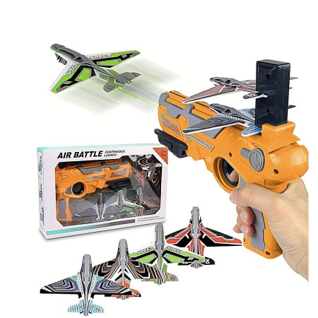 Cyrax Set Arma de jucarie tip lansator de avioane, Air Battle, Portocaliu