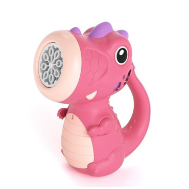 Jucarie Interactiva pentru Baloane de Sapun, Cyrax, Sunete si Lumini, Model Dinozaur, cu 8 Orificii, 15 x 8.5 x 18.5, Roz