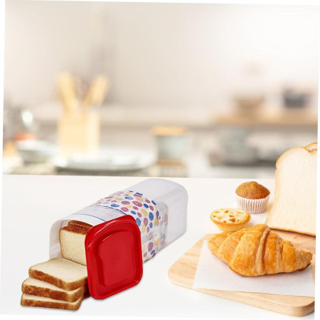 Cutie Depozitare Paine, Cyrax, din Plastic, 34 x 13 cm, Pastreaza Prospetimea, Capac Rosu