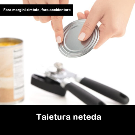 Desfacator de conserve multifunctional Cyrax, Otel inoxidabil, Maner antialunecare, ergonomic, rezistent la rugina, usor de utilizat, 21.6 x 6 cm, argintiu
