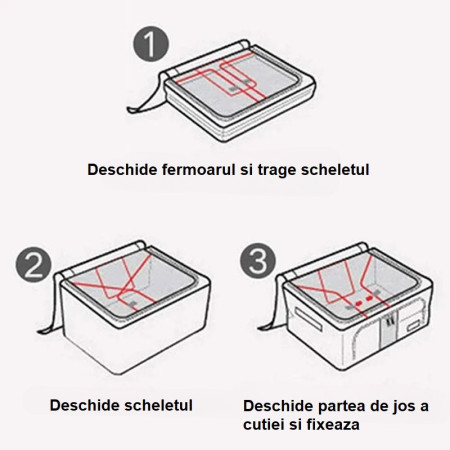 Cutie Depozitare,  66L, din Material Textil, 50 x 40 x 33 cm, pentru Haine si Lenjerii, Model Flori de Primavara, Roz