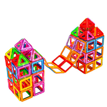 Set 40 Piese Magnetice de Constructie, Cyrax, Piese Mici, Magnetic Blocks, Forme Geometrice, 3 Ani, ABS, Magnet, 20.5 x 14.5 x 12 cm, Multicolor