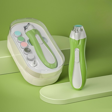 Pila Electrica, Cyrax, pentru Copii si Bebelusi, din ABS, 6 Accesorii, cu Lumina LED, 9.5 x 6 x 17 cm, Verde