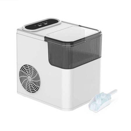 Masina de Facut Gheata, Cyrax, din ABS, 12 kg/24h, Capacitate 500 g, 2 Marimi, Portabil, 39 x 23 x 28 cm, Automata, Alb