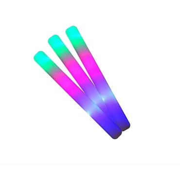 Bagheta cu Led, Cyrax, din Burete, cu Baterii, Lumina Multicolora, 48 x 4 cm, Alb