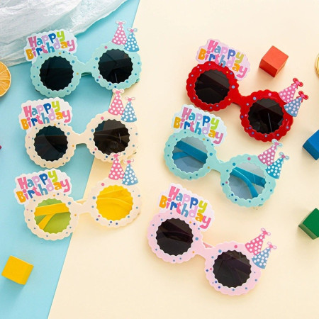 Ochelari Decorativi, Cyrax, pentru Petrecere, din ABS, Unisex, Model Happy Birthday, 13.5 x 8.5 cm, Roz