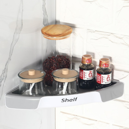 Suport Depozitare,  din Plastic, Montare fara Perforatii, pentru Baie/Bucatarie, 28 x 39 x 4.5 cm, Gri